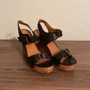 ✨LOWEST PRICE✨ Black Cork Wedge Sandals